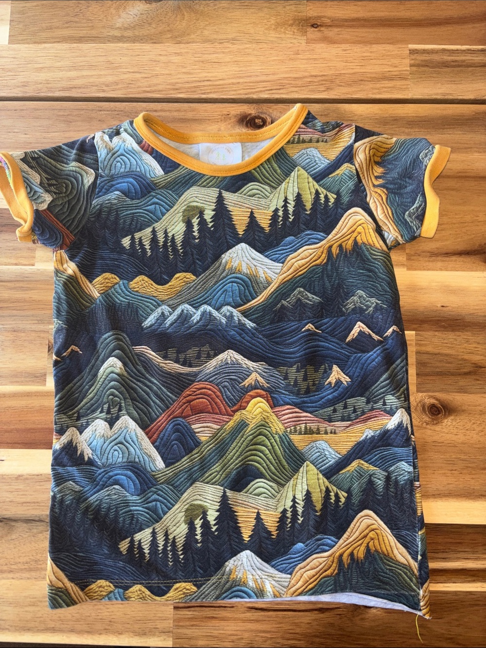 Uddevalla Barn Kids Mountain-Print Short Sleeve Tee in Multi-Color